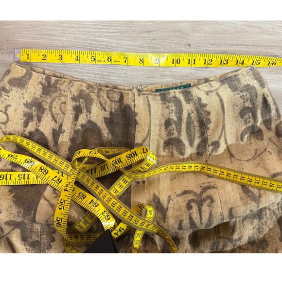 Lauren Ralph Lauren Floral Linen Midi Skirt Women’s Size 4 Brown A-Line Peasant - Picture 9 of 11